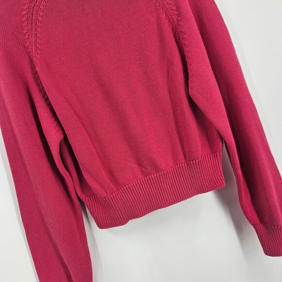 High Sport Cropped Sweater Pink Red Crewneck Long Sleeve Knit Pullover Size XS - Picture 5 of 5